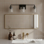 Cargar imagen en el visor de la Galería, Lámpara de pared de tocador Eliot Modern de 3 luces con cilindro de vidrio acanalado