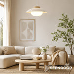 Load image into Gallery viewer, Oribela Modern Minimalist Pendant Lamp – Contemporary Saucer Style Hanging Light for Living Room and Dining