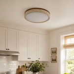 Load image into Gallery viewer, Torvella Round Ceiling Light Sculptural Disc Flush Mount - Modern Natural Bedroom Lighting