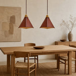 Cargar imagen en el visor de la Galería, Pair of leather pendant lights above a dining table