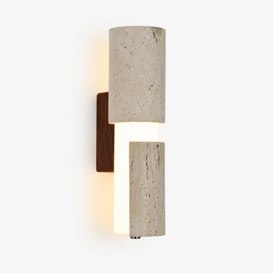 Short yellow travertine acrylic wall lamp 30 cm product view