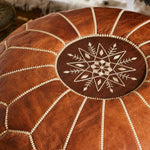 Bild in die Galerieansicht laden, brown Moroccan pouf stitched detail