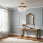 Afbeelding laden in galerijweergave, RibGlow antiek messing 3-licht plafondlamp met helder glas - hal of slaapkamer