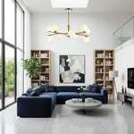 Afbeelding laden in galerijweergave, Tivara Mid-Century Modern 10-lichts hanglamp – kroonluchter met bolvormige kappen voor hoge plafonds