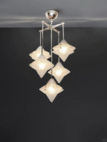 Load image into Gallery viewer, Art Deco Astris Star Chandelier – Frosted Glass Deco Fixture for Dining Room