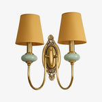 Afbeelding laden in galerijweergave, Rowanea Keramische Wandkandelaar met Stoffen Kap en Metalen Afwerking – Boerderij Moderne Ganglamp