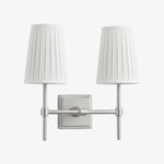 Carica l'immagine nella visualizzazione Galleria, Lampada da Parete con Paralumi in Lino Bianco Derlina – Lampada Retrò Multi-Testa in Metallo