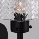 Cargar imagen en el visor de la Galería, Close view of rippled glass shade with warm bulb