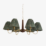 Cargar imagen en el visor de la Galería, Solmire Rustic Chandelier – Wooden Mental Frame with Fabric Shades for Living Room