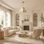 Afbeelding laden in galerijweergave, Sage floral fabric pendant light in a bright living room