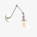 Load image into Gallery viewer, Conique Metal Industrial Wall Sconce with Adjustable Arm - Vintage Glass Cone Shade