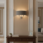 Afbeelding laden in galerijweergave, Tela Classic wandlamp met stoffen kap – elegante metalen afwerking wandlamp voor woonkamer / slaapkamer