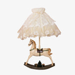 Cargar imagen en el visor de la Galería, Full rocking horse table lamp with illuminated embroidered shade