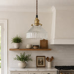 Cargar imagen en el visor de la Galería, Nordic Minimalism Brass Glass Pendant Light - Transparent Light