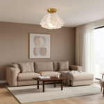 Bild in die Galerieansicht laden, Lustra Plissierte Acryl-Deckenleuchte – Retro-Messing Aufbaustrahler für Esszimmer und Schlafzimmer