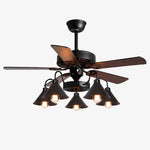 Cargar imagen en el visor de la Galería, Style B wood blades five-light ceiling fan