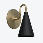 Load image into Gallery viewer, Curva Metal Cone Shade Sconce – Vintage Brass Wall Light for Entryway or Stairwell