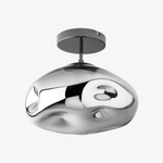 Afbeelding laden in galerijweergave, Glissora Reflecterende Glazen Semi-Opbouw Plafondlamp – Sculpturaal Ontwerp, Veelzijdige Afwerking voor Gangen & Eetkamer