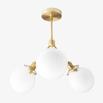 Load image into Gallery viewer, Glorica Glass Chandelier - Brass Globe Ceiling Light with Opal Shade