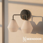 Load image into Gallery viewer, Merin Metal & Glass Sculptural Wall Sconce for Vanity & Bathroom