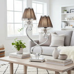 Afbeelding laden in galerijweergave, Talonis dubbele tafellamp – dubbele lampenkappen en metalen voet voor slaapkamer en woonkamer