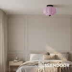 Load image into Gallery viewer, Vintage Eloise Milk Glass Flush Mount Ceiling Light - Vintage Charm Soft Glow