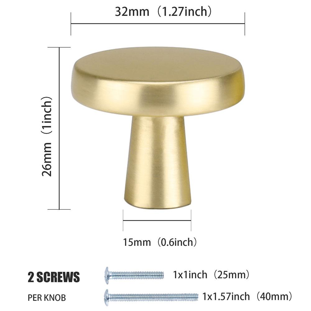 30 Pack Brushed Gold Cabinet Knobs – Round Gold Dresser Knobs Set