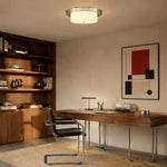 Cargar imagen en el visor de la Galería, Low profile Bauhaus ceiling fixture over a modern study room