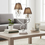 Afbeelding laden in galerijweergave, Talonis dubbele tafellamp – dubbele lampenkappen en metalen voet voor slaapkamer en woonkamer
