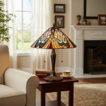 Afbeelding laden in galerijweergave, TF Hector Art Nouveau Tafellamp – Glas-in-lood Lampenkap Decoratieve Verlichting voor Woonkamer of Slaapkamer