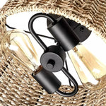 Afbeelding laden in galerijweergave, Lannister Coastal 2-licht semi-opbouw plafondlamp met handgeweven trommelkap voor slaapkamer