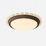 Cargar imagen en el visor de la Galería, Crystal walnut flush mount ceiling fan light
