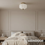 Load image into Gallery viewer, Vintage Eloise Milk Glass Flush Mount Ceiling Light - Vintage Charm Soft Glow