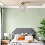 Load image into Gallery viewer, Pelviona Modern Ribbed Glass Pendant - Frosted & Brass Ceiling Light Add Timeless Charm to Your Space