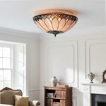 Afbeelding laden in galerijweergave, TF Brooklyn Tiffany glas plafondlamp - Art deco ontwerp voor hal of woonkamer