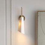 Load image into Gallery viewer, Orovia Sleek Wall Sconce – Ceramic Glass & Metal Champagne Brass