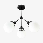 Load image into Gallery viewer, Glorica Glass Chandelier - Brass Globe Ceiling Light with Opal Shade