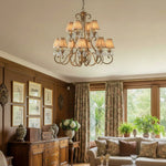 Bild in der Galerieansicht laden, Talonis Mehrfach-Leuchten Stoff Kronleuchter - Elegante Metall gebogene Arme für Esszimmer und Wohnzimmer