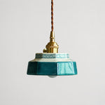 Afbeelding laden in galerijweergave, jade blue ceramic octagonal pendant light