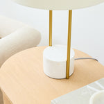 Afbeelding laden in galerijweergave, Luma minimalistische industriële tafellamp en vloerlamp – metalen frame met zachte stoffen kap voor thuis en kantoor