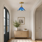 Cargar imagen en el visor de la Galería, Blue Stained Glass Semi Flush Ceiling Light