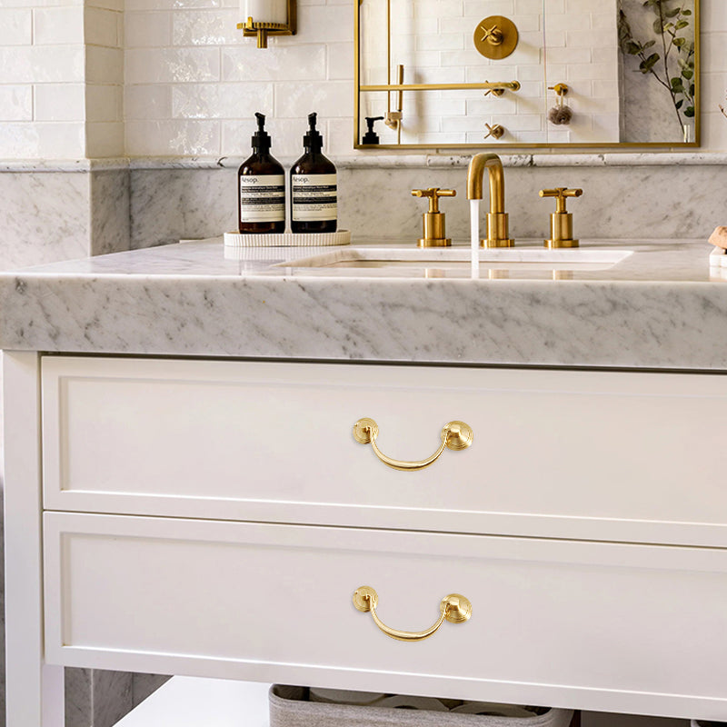 Ball Cream Style Brass Cabinet Pulls 3-3/4"cc With Modern Austere Elegant Style-Seendoor