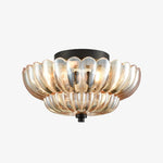 Bild in der Galerieansicht laden, Vintage Glas Doppelstöckige Deckenlampe mit Blumenmuster