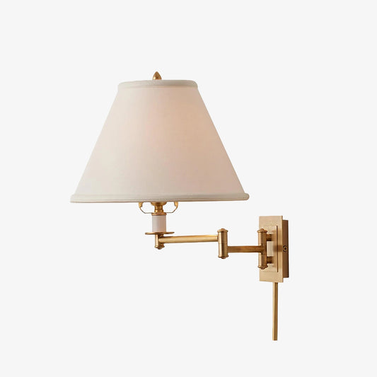 Lámpara de Pared Metálica Arlington con Brazo Oscilante y Pantalla de Lino