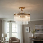 Afbeelding laden in galerijweergave, RibGlow antiek messing 3-licht plafondlamp met helder glas - hal of slaapkamer