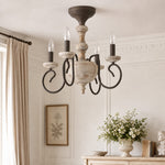 Carica l'immagine nella visualizzazione Galleria, cream room scene with rustic four light semi flush chandelier