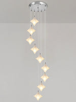 Load image into Gallery viewer, Art Deco Star Staircase Pendant Light - Frosted Glass Hanging Fixture - Astris Altair