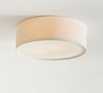 Carica l'immagine nella visualizzazione Galleria, Lampada da soffitto con paralume in tessuto organico Dumora per soggiorno e sala da pranzo