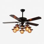 Cargar imagen en el visor de la Galería, Style A wood blades five-light ceiling fan