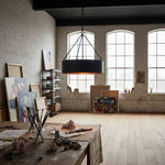 Afbeelding laden in galerijweergave, Dravik Hedendaagse Industriële Trommel Hanglamp — Zwarte Metalen Hanglamp voor Woon- of Eetkamer U06